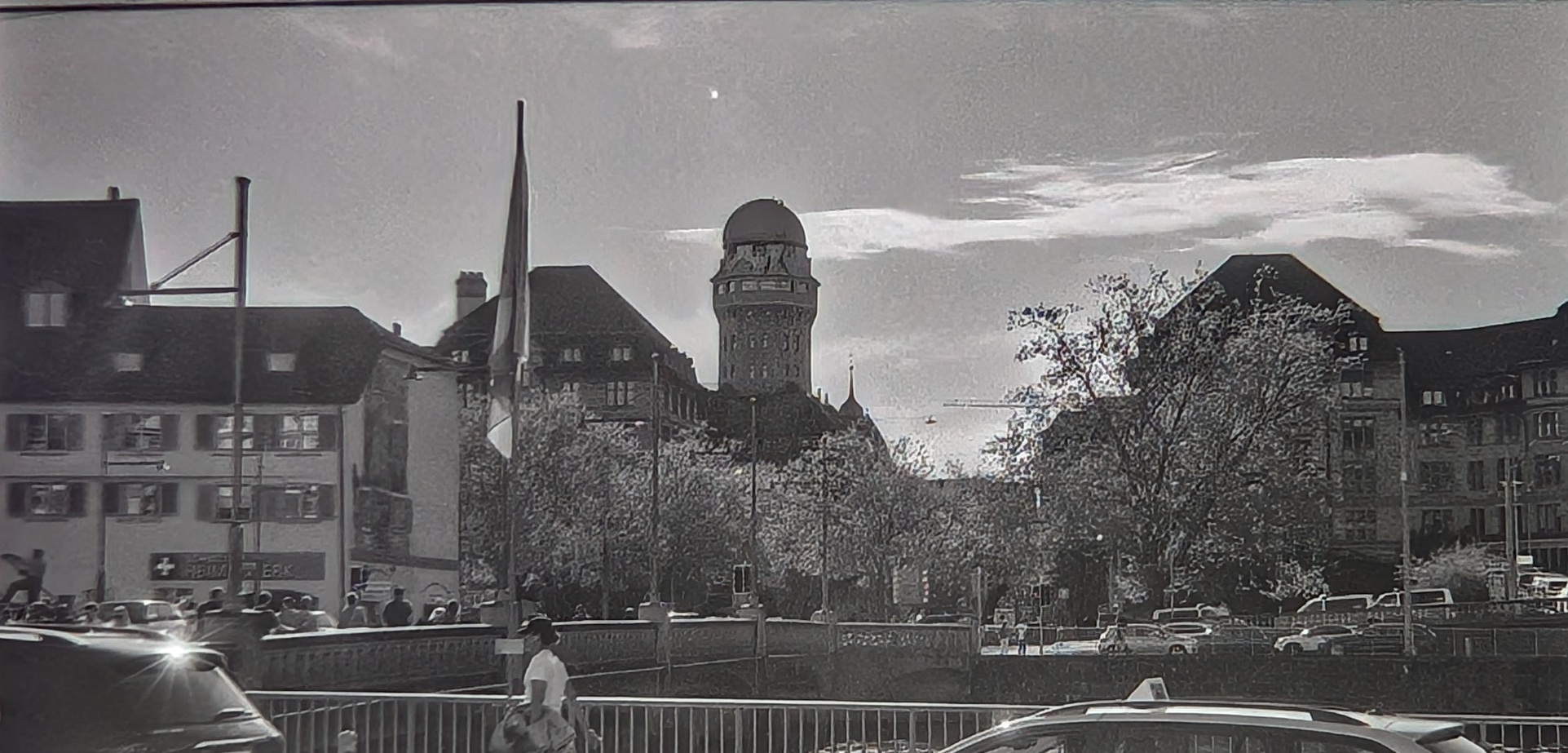 A glimpse across the river onto the city of Zurich